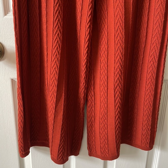 Anthropologie Cable-Knit wide-Leg Pant Set Brick Red - Picture 4 of 12